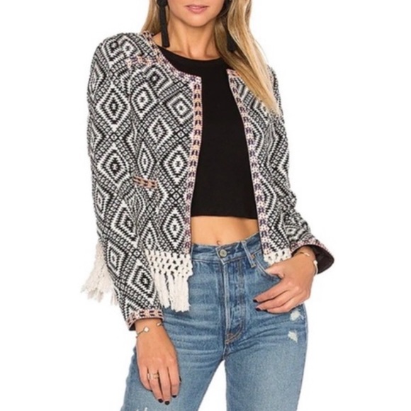 TULAROSA Revolve Santa Fe Fringe Macrame Open Jacket Geo Tribal Aztec Medium - Picture 2 of 7